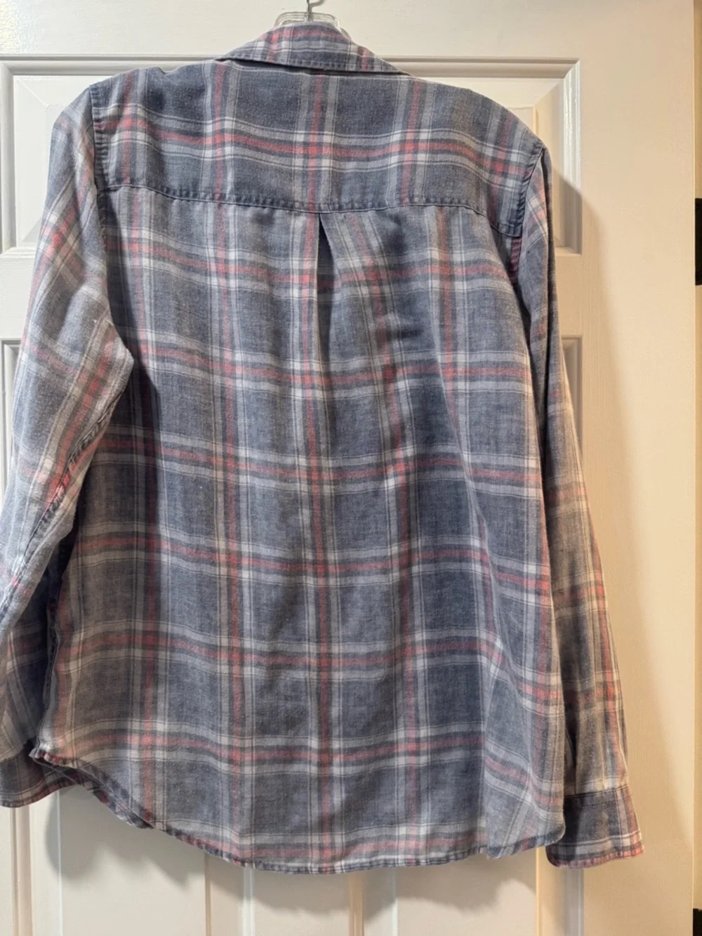 Flag and Anthem Women’s Blue-Pink Plaid Button-Down Shirt - Picture 2 of 5